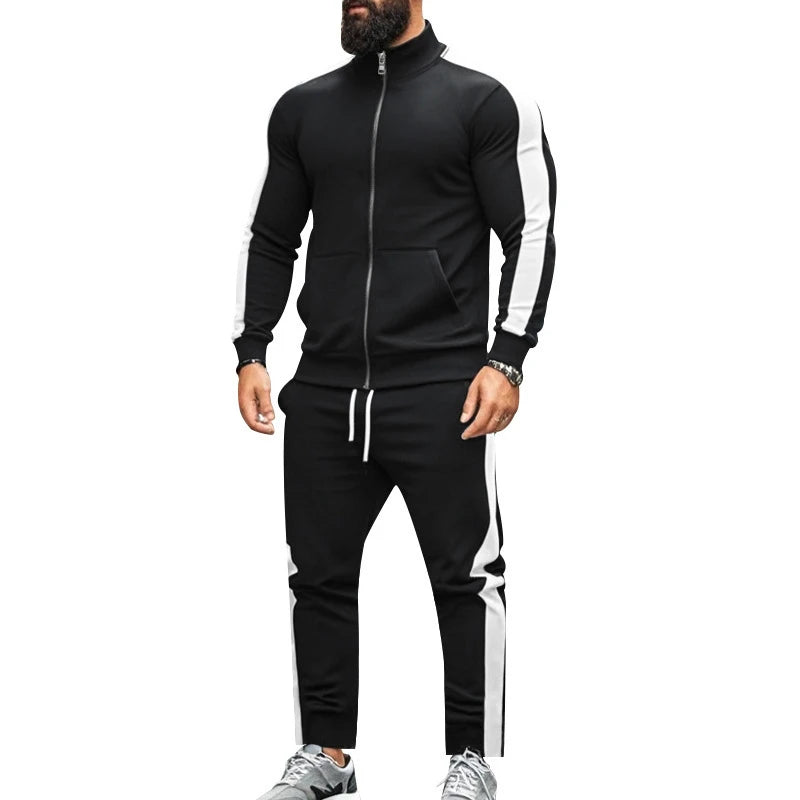 Casual Tracksuits Mens Autumn Fashion Side Striped Jackets And Pants Two Piece Sets For Men Sports Fitness Sweatsuits Streetwear