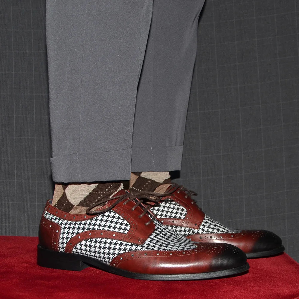 Mens Dress Shoes Original Luxurry Fabric and Genuine Leather Brogue Social Party Business Lace Up Derby Wedding Formal Shoes Men