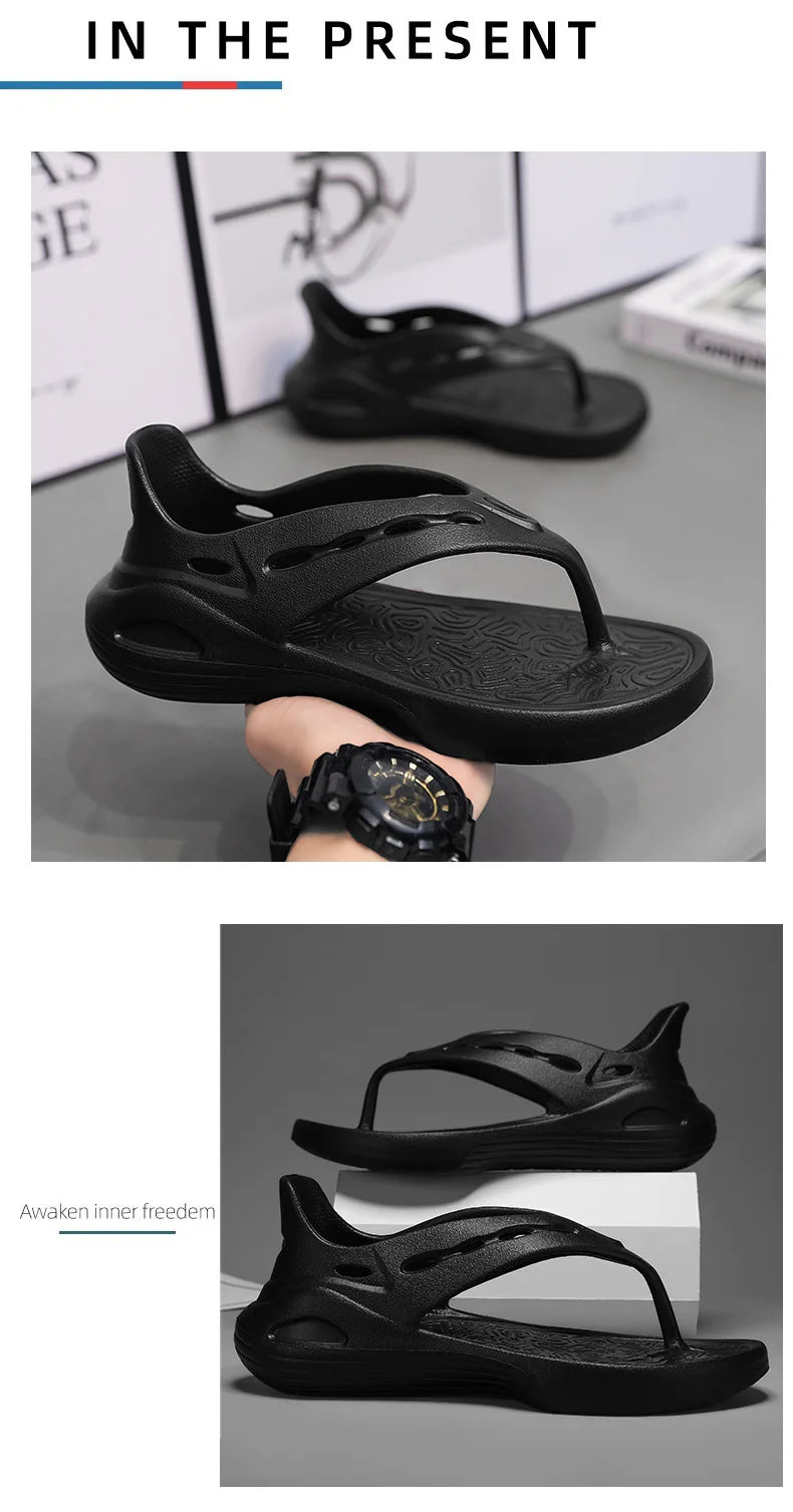 Women's Sport Sandals Summer Flat Flip-Flops Comfortable Casual Slip-On Slippers Lightweight Platform Hollow Design Flip-flops