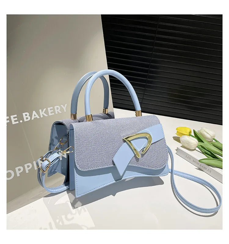 Women's Bags, Hand-held Spliced Contrasting Crossbody Bag, Fashion and Versatile Simple Casual Single Shoulder Small Square Bag