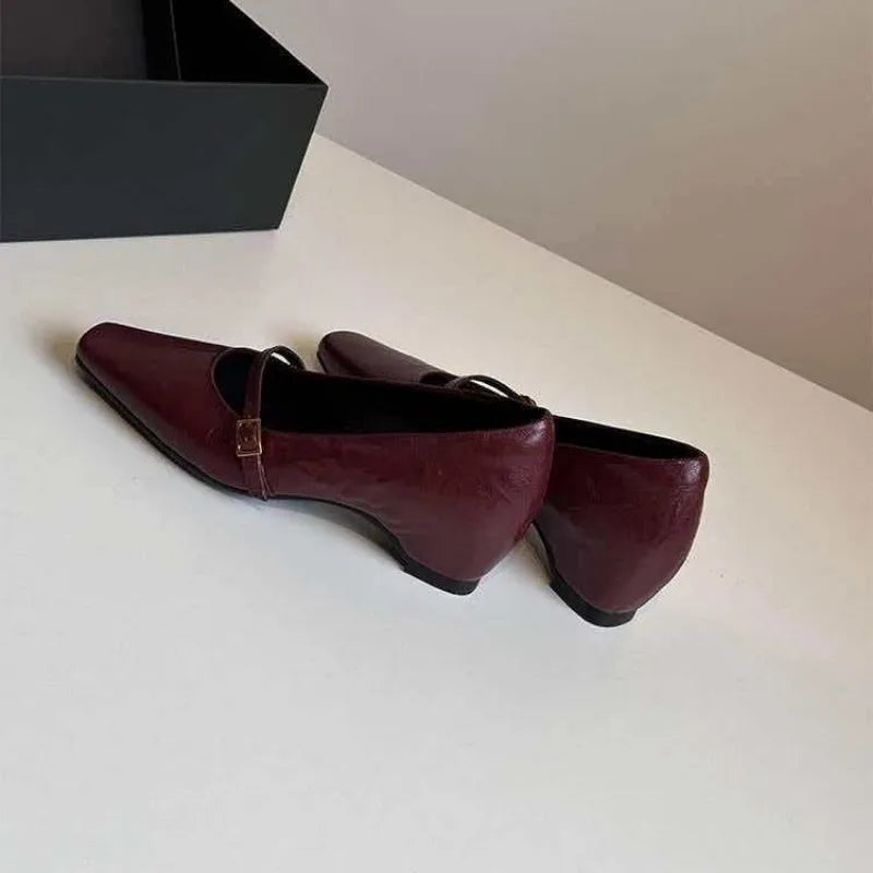 2026 Spring New Arrival Sweet Elegant Shoes Women Wedge Heel Pointed Toe Women's Shoes Sandals Metal Buckle Trim Sandals 4155