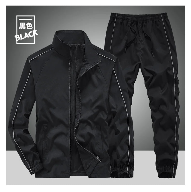 Men's Sportswear Fashion Spring Autumn Sets Training Suit 2 Pieces Set Jacket+Sweatpants Mens Casual Tracksuit