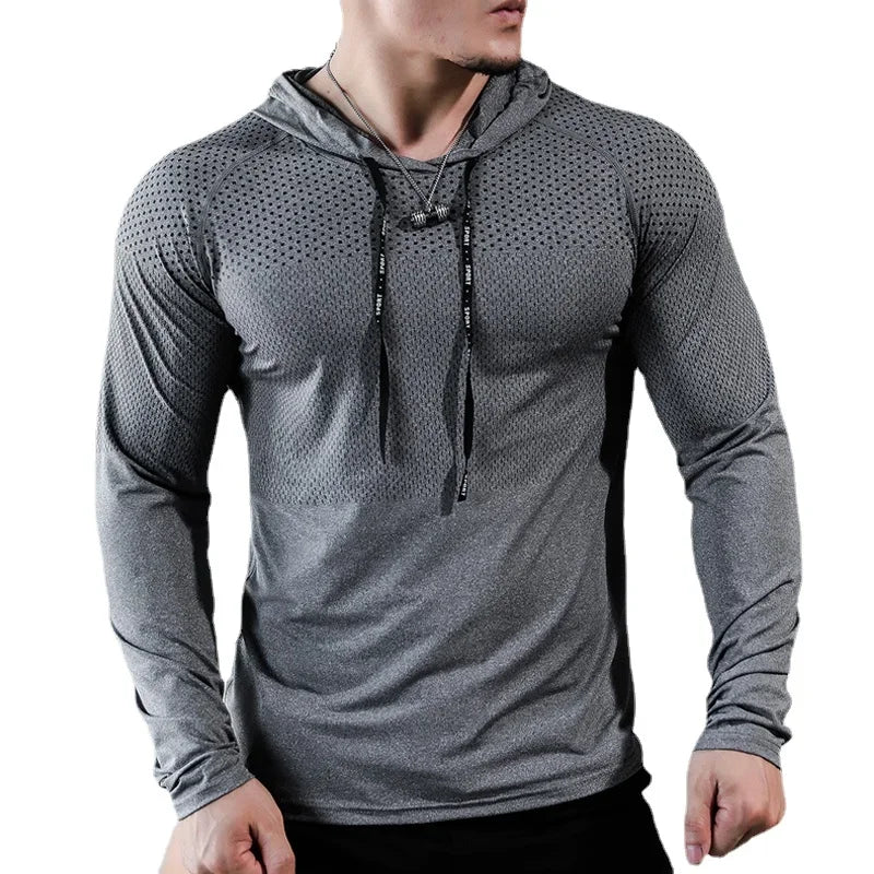 2026 Mens Fitness Tracksuit Running Sport Hoodie Gym Joggers Hooded Workout Athletic Clothing Muscle Training Sweatshirt Tops