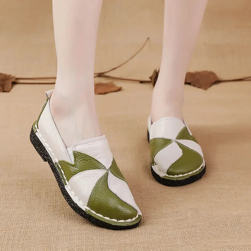 Women's Ladies Female Woman Mother Shoes Flats Genuine Leather Loafers  Mixed Colorful Non Slip On Plus Size 42 women's shoes