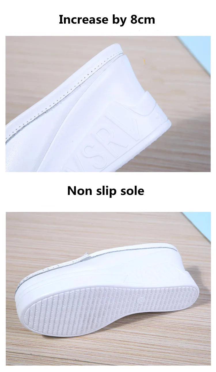 STRONGSHEN Women Slippers Casual Hollow Out Heel Wedge Thick Bottom Increase by 8cm Half Slippers Women's Non slip Fashion Shoes