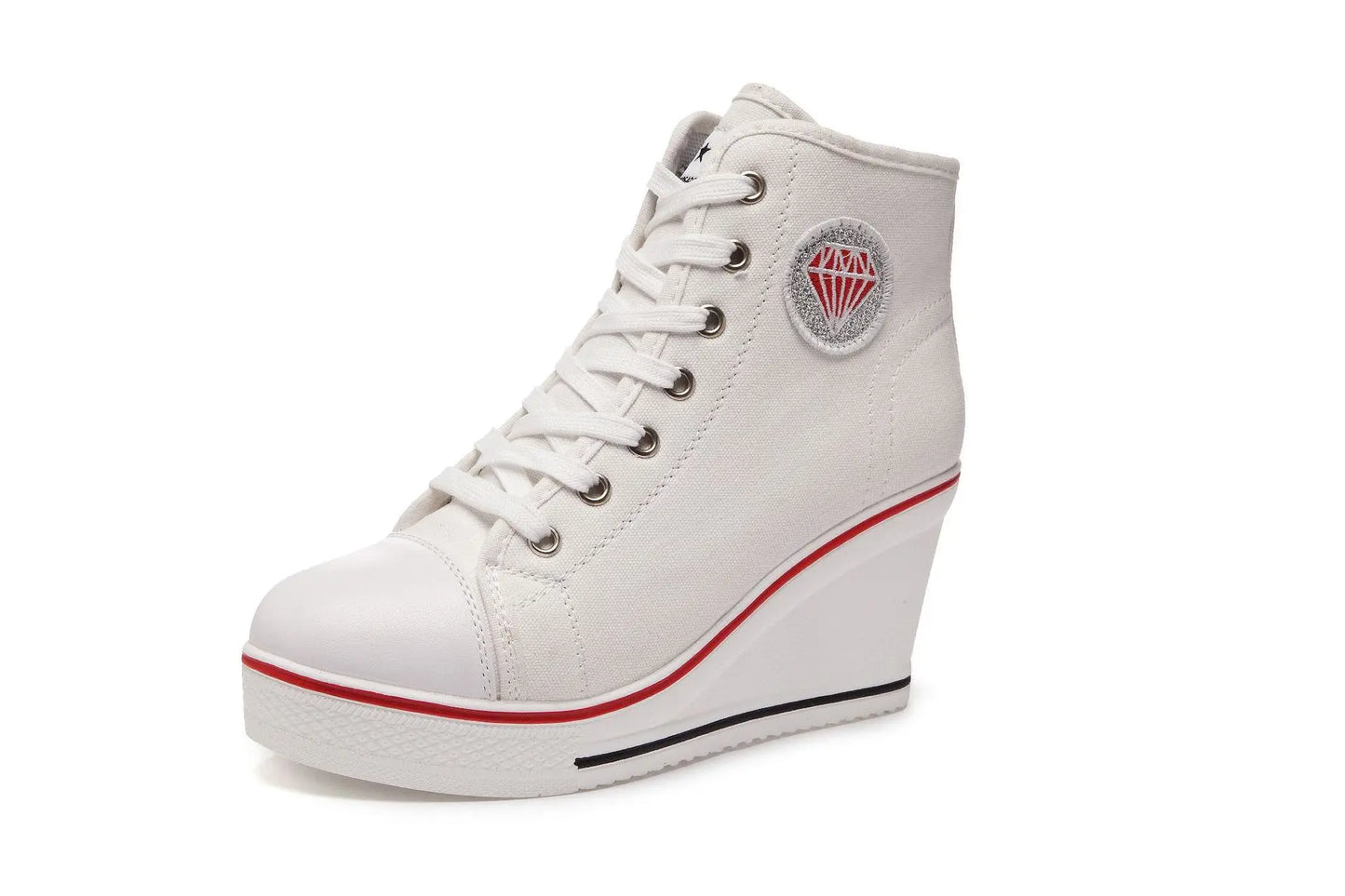 Wedge Heel Casual Shoes for Women New Canvas Shoes Side Zipper High Heel Lace Up Shoes Woman's Heightening Platform Sneakers