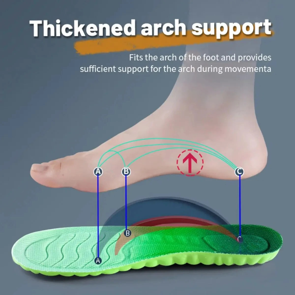 1Pair Sport Insoles PU High Stretch Shock Resistant Antibacterial Anti-odorant Breathable Insoles Comfortable for Shoes Cushion