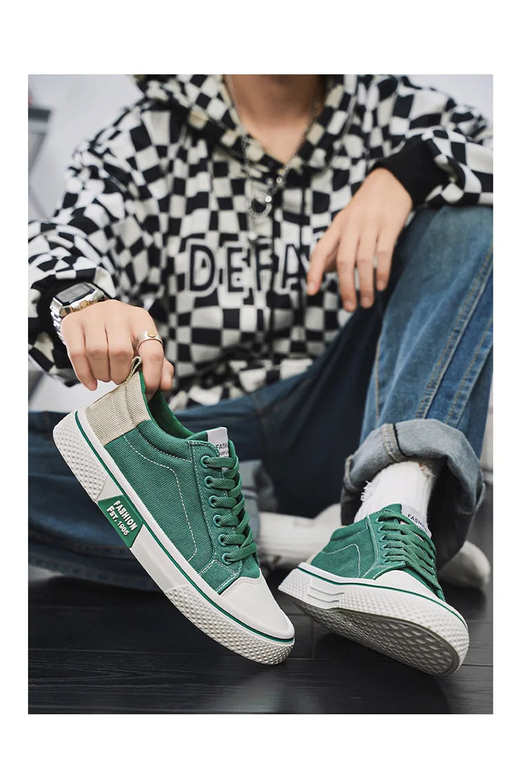 Mens Breathable Canvas Skate Shoes Soft Sole Casual Sneakers Trendy Versatile Lightweight Non-Slip Slip-On Sports Footwear 37-48