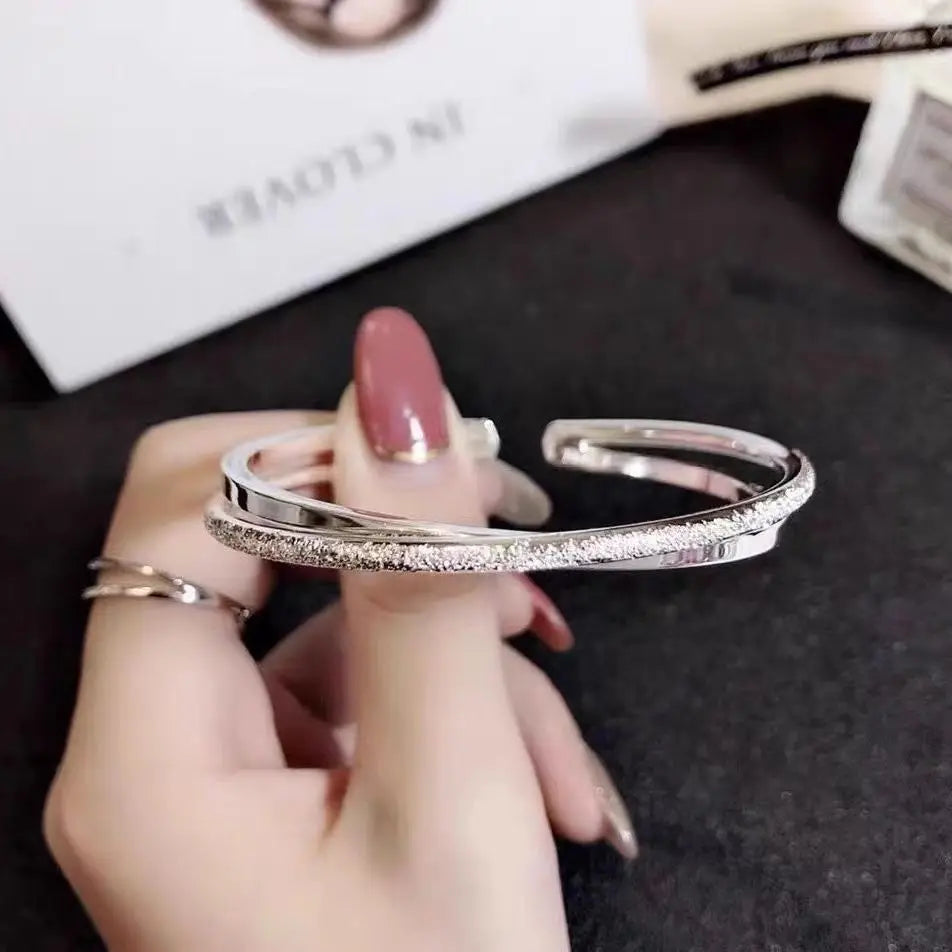 Luxury Sliver Bangles for Women Mobius Twisted Bangles Simple Bangle Wedding Party Jewelry Accessories Браслеты На Руку Женские