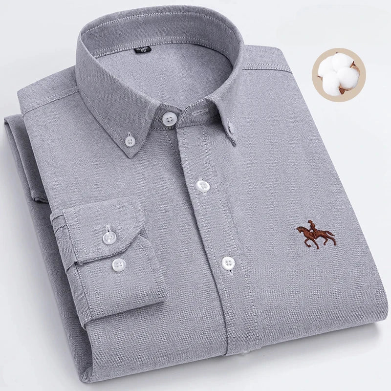 New in shirt 100%cotton plus size long-sleeve shirts for men slim fit formal fashion office shirt hight qulity plaid clothes