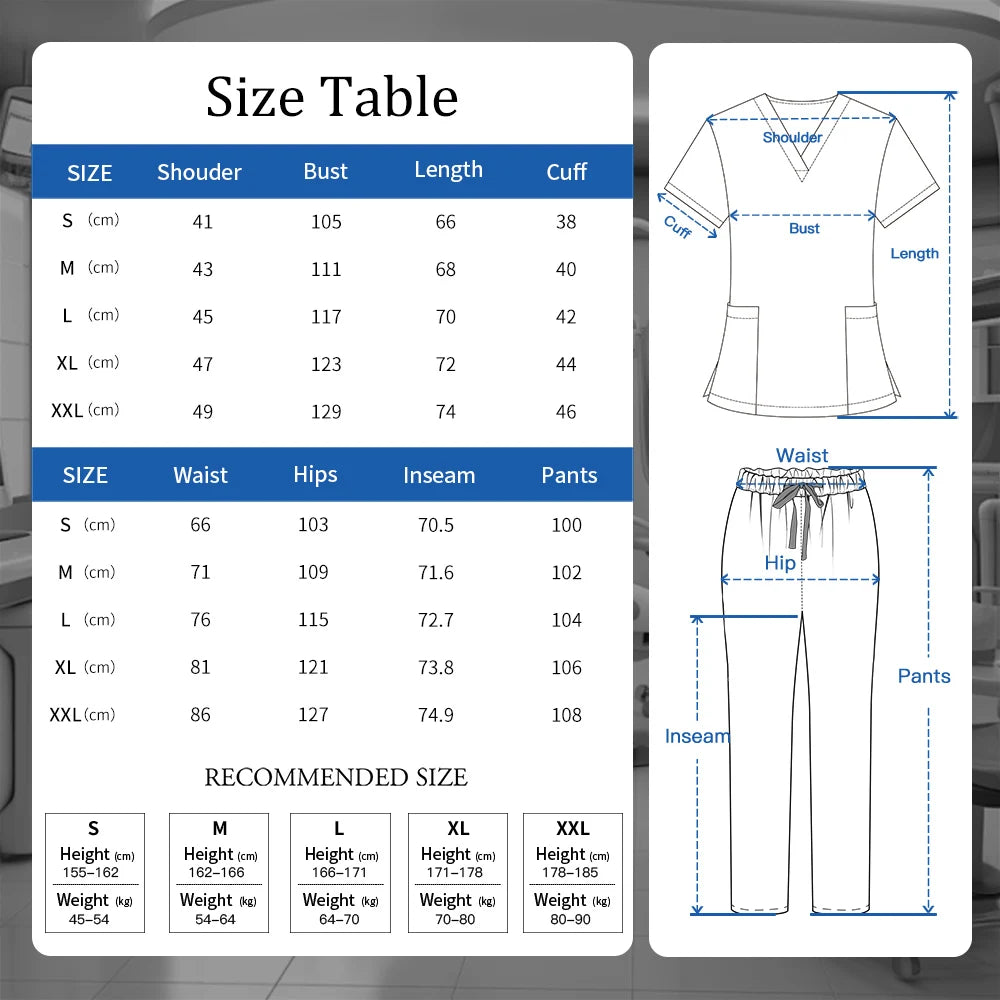 Scrubs Medical Unifroms Women Surgical Nursing Clothes V Neck Hospital Doctor Workwear Pet Clinic Veterinary Overalls Wholesale