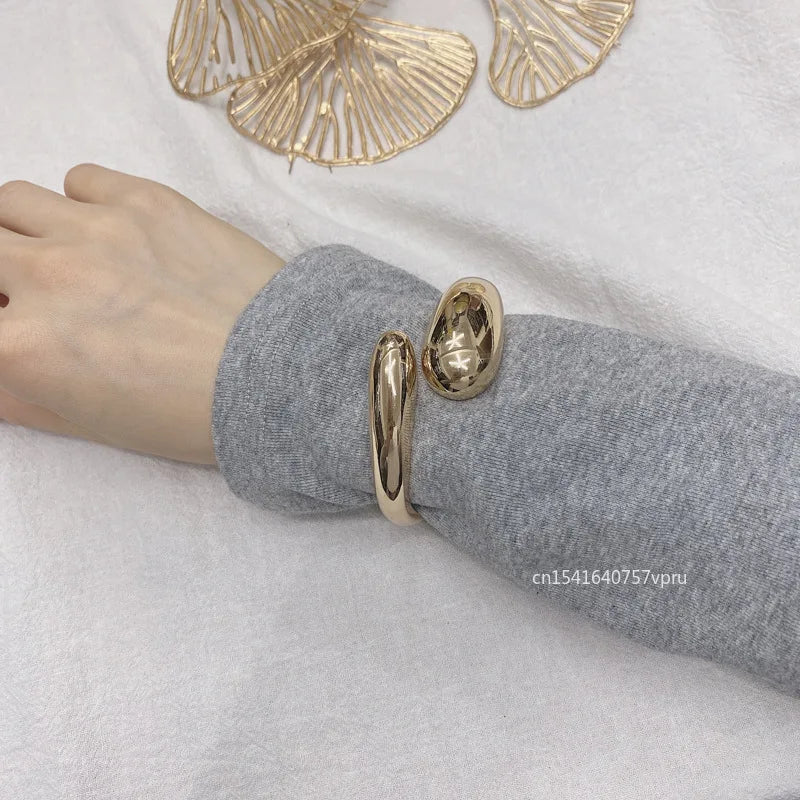 Top Quality Fashion Bangles Gold Color Alloy Simple Wide Opened Bangles Snake Bracelet & Bangles For Women