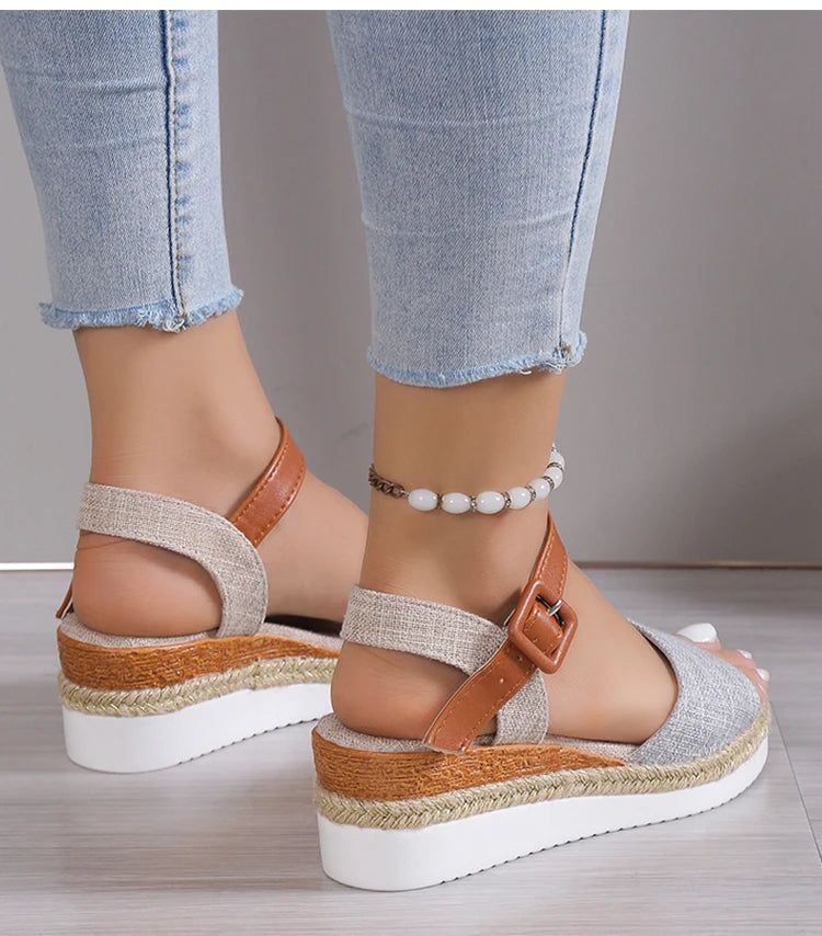 Fashion Shoes Women Sandals Wedge Shoes For Women Espadrilles Women's Sandals Non-Slip Retro Women Heels Female Footwear