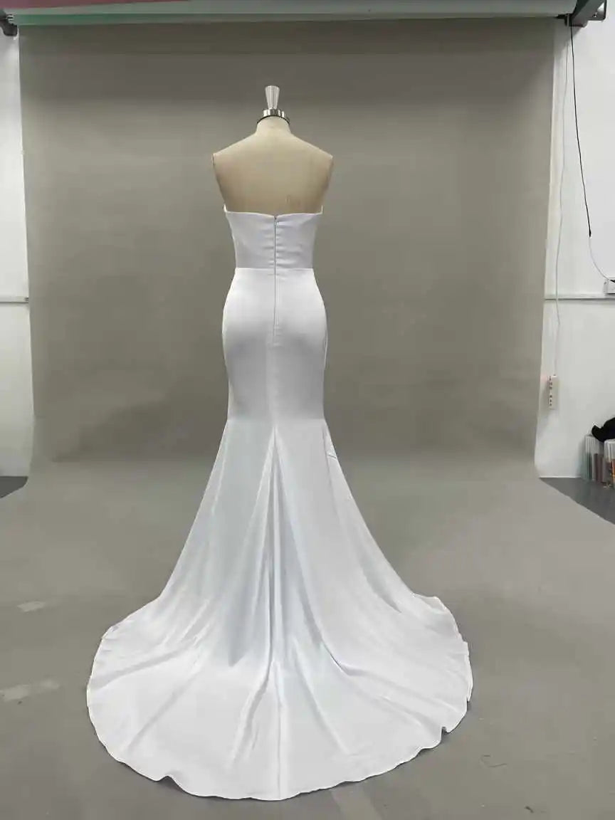 Eightree Elegant Mermaid Wedding Dresses Boho Strpaless Floor Length Bridal Dress White Evening Wedding Prom Gowns Customized