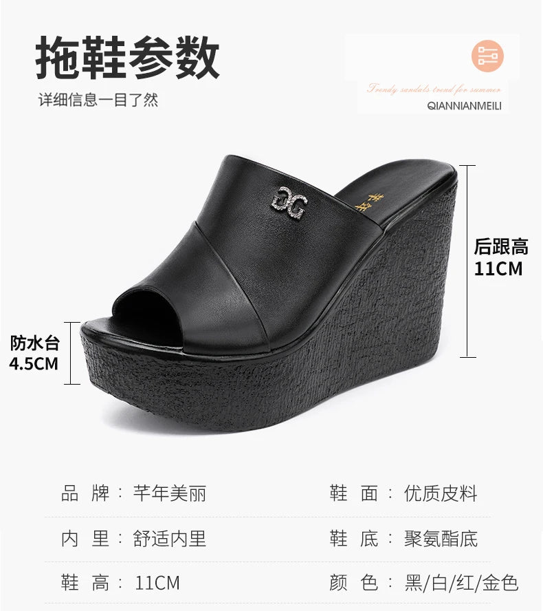 2024 Designer Summer Ladies Slippers New Fashion Thick Sole Wedge Women's Sandals High Heel Sandal Open Toe Fish Mouth Shoes