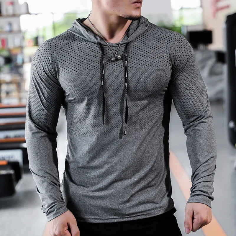 2026 Mens Fitness Tracksuit Running Sport Hoodie Gym Joggers Hooded Workout Athletic Clothing Muscle Training Sweatshirt Tops