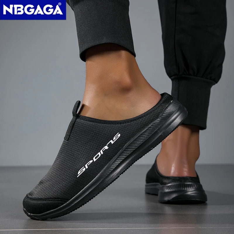 Men's Summer Slip-On Shoes Lightweight Casual Half Slippers for Women's Outdoor Soft Bottom Support Walking Shoes Size 36-46