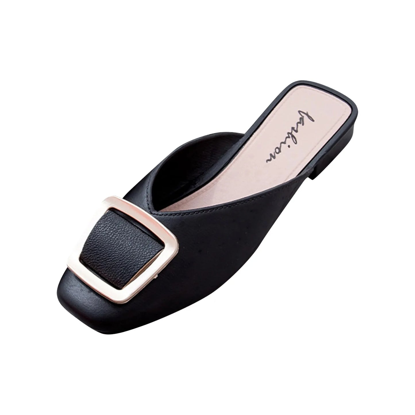 Slippers Women's Summer with New Fashion Square Toe Flats Sandals Shoes Muller Spring Flip Flops Slides Outdoor Work Ladies