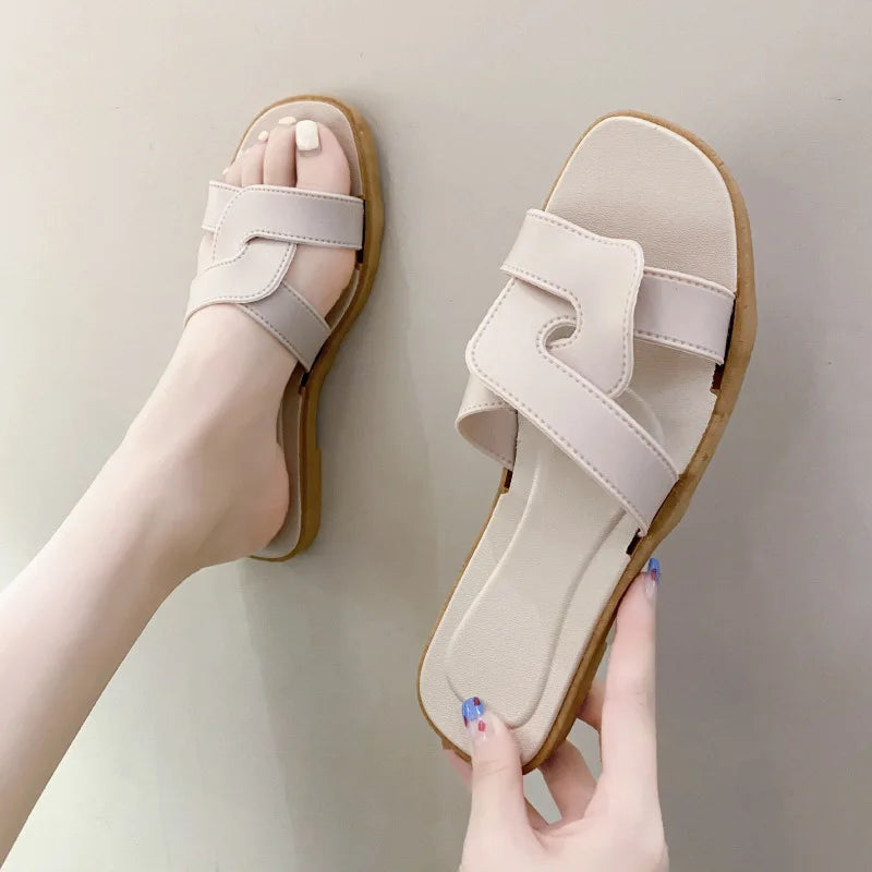 Women's Summer Slides Sandals - Cross Band Design, Ultra Soft Anti-Slip Sole, Lightweight House Slippers for Women, Beach Walkin