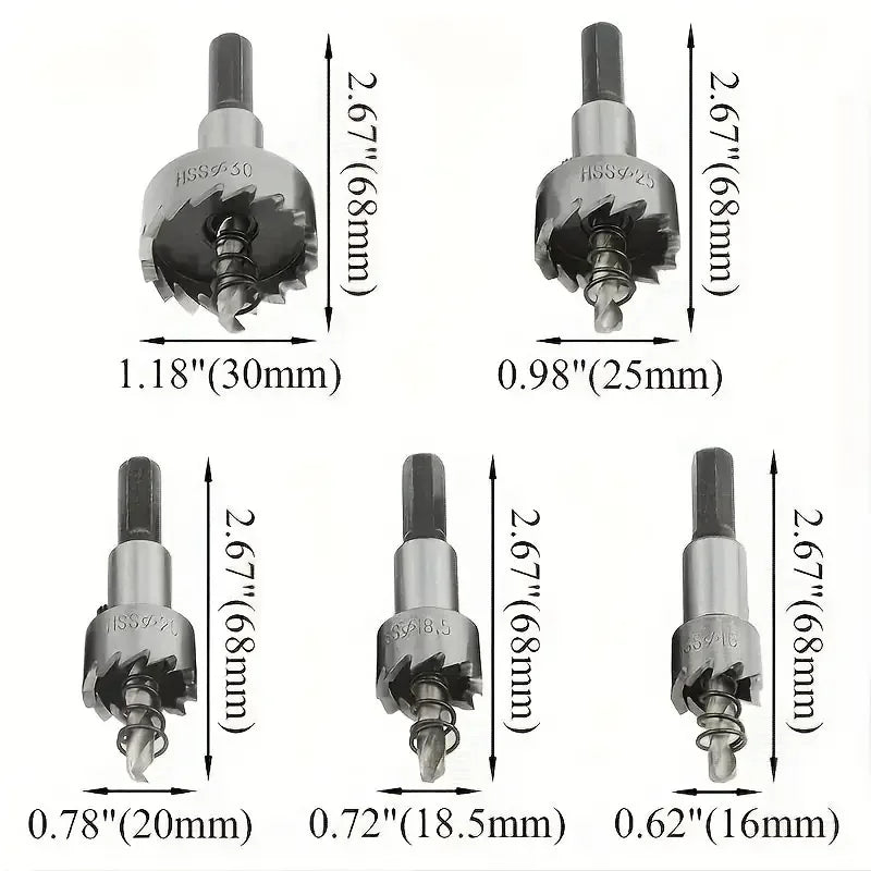 Hole Saw Cutter Drill Bit Set Holesaw Core HSS Wood Soft Metal Sheet Plastic PVC Stainless Steel High Speed for Power Tool