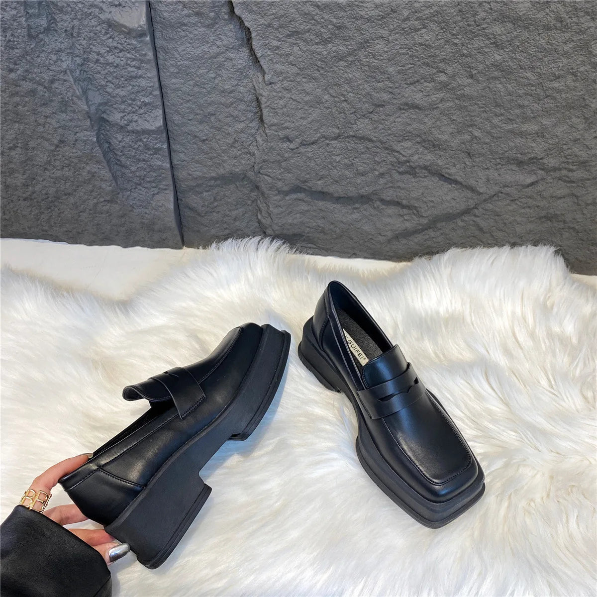 2025 New Women'S Shoes Low Heel Loafers Casual Ladies Slip on Square Toe Shoes Female Elegant Fashion Shoes Zapatillas Mujer