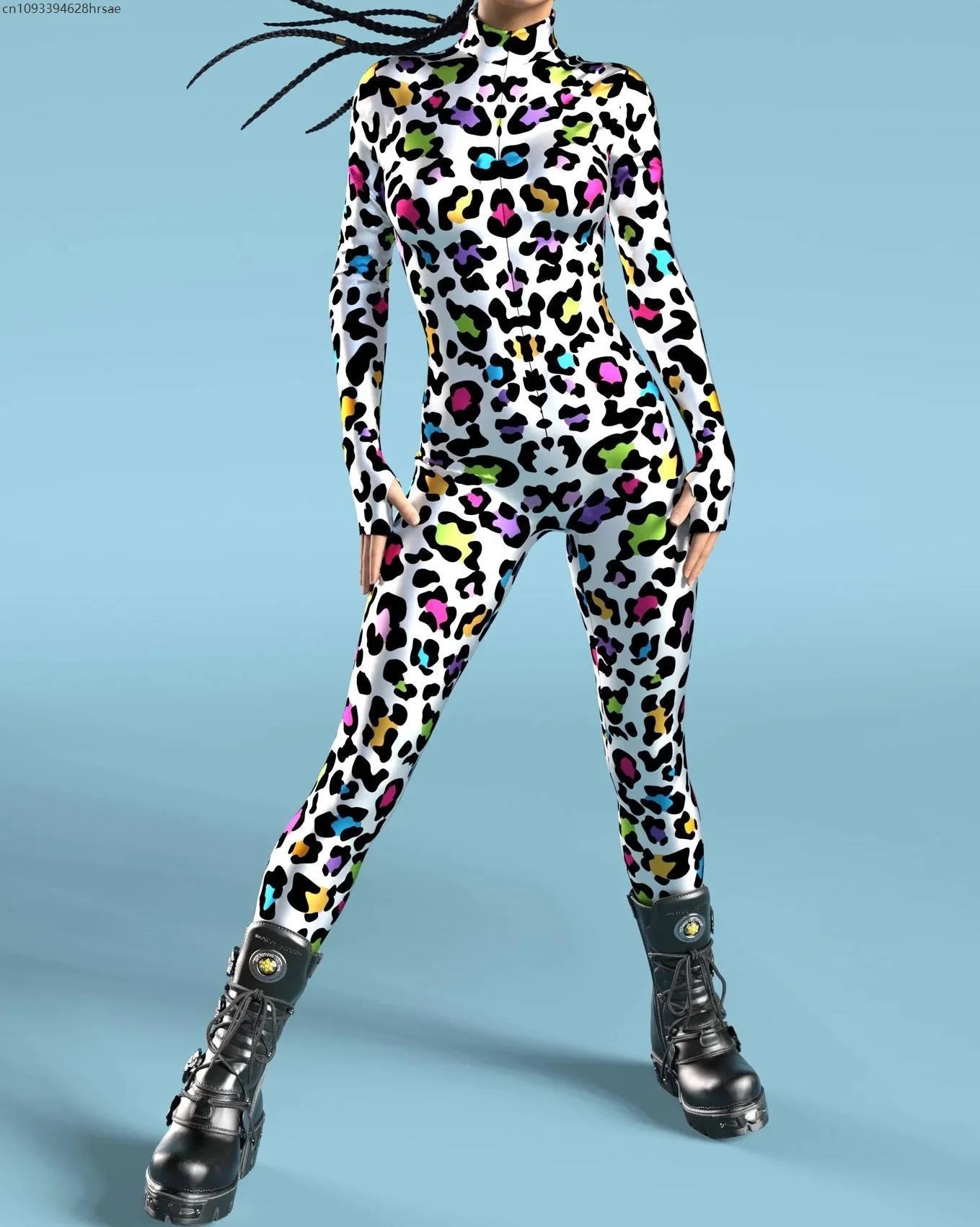 UR1 Women Jumpsuit Dense Color Dots 3D Pattern Adults Halloween Cosplay Costume Party Jumpsuits Carnival Bodysuit Monos Mujer