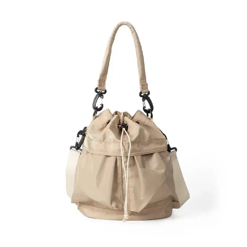 Women Tote Bag Shoulder Bag Nylon Waterproof Large Capacity Handbag Drawstring Crossbody Bag