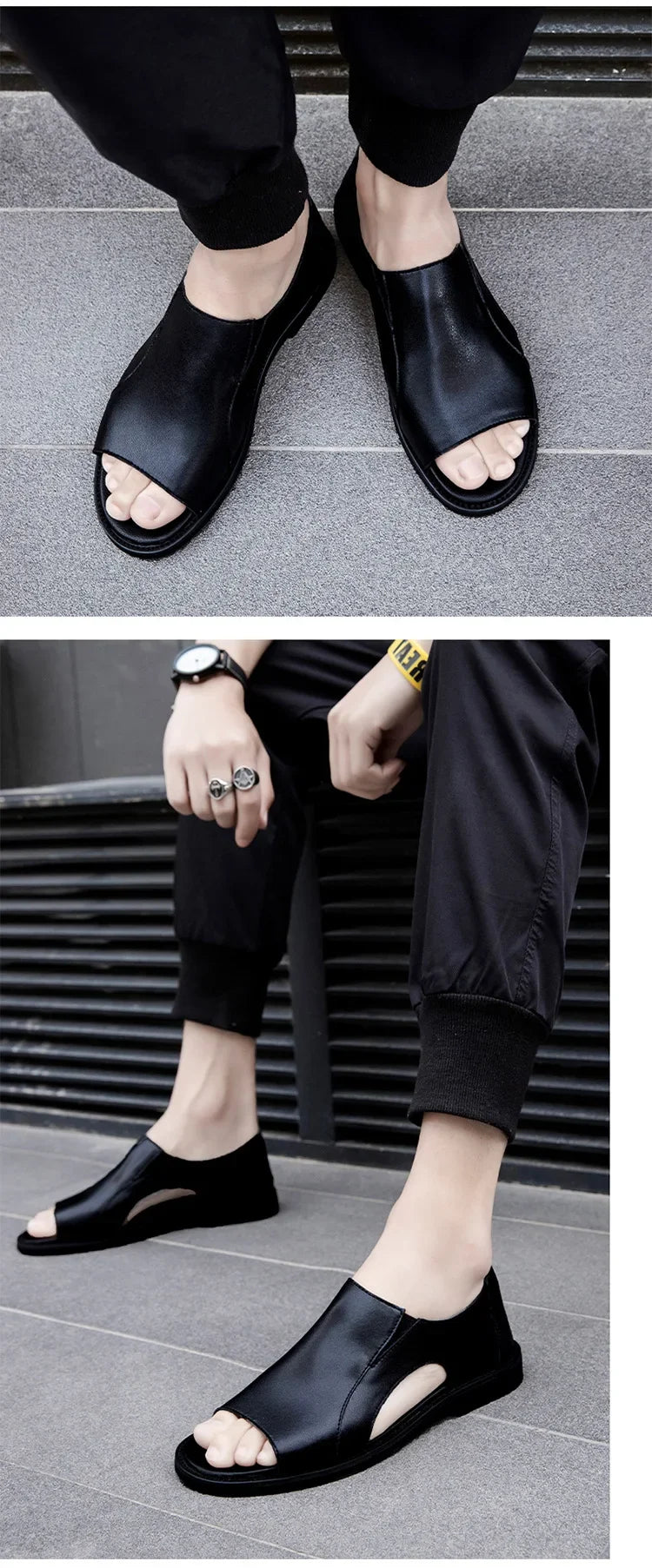 Sandals Men Summer Soft Sole Non-slip Shoes Fashion Male Beach Casual Flat Comfortable Shoes Plus Size Gladiator Rome Sandals