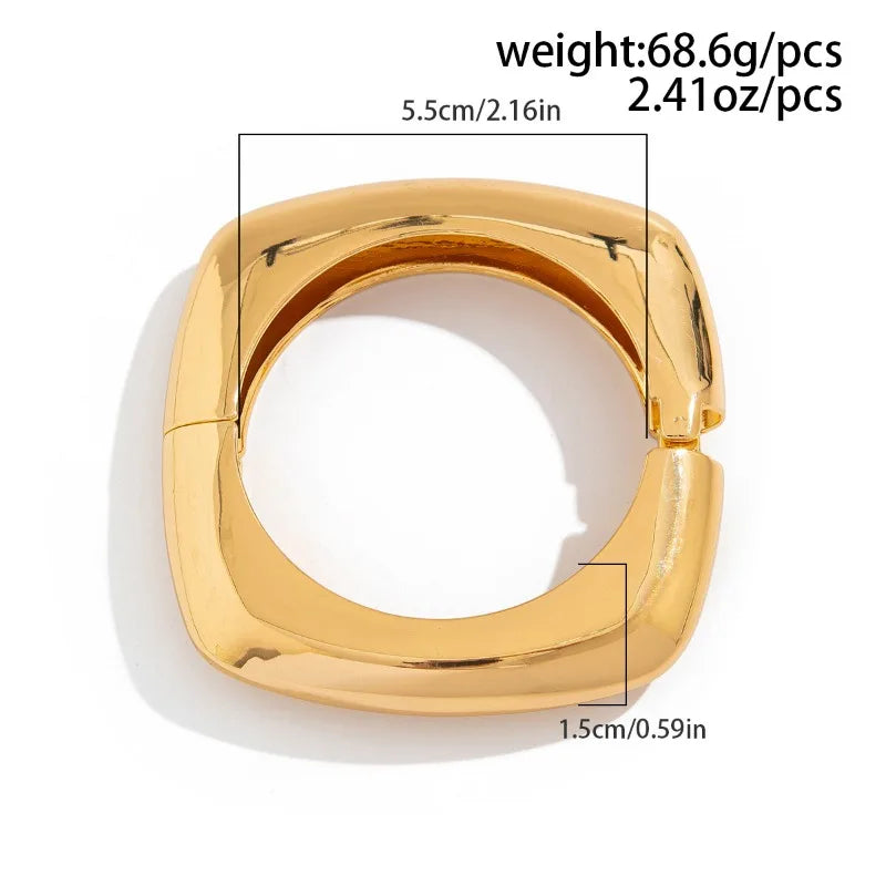 Wide Cuff Bangles Punk Gold Silver Color Geometric Metal Large Bangles for Women Bracelets Men Exaggerated Luxury Jewelry