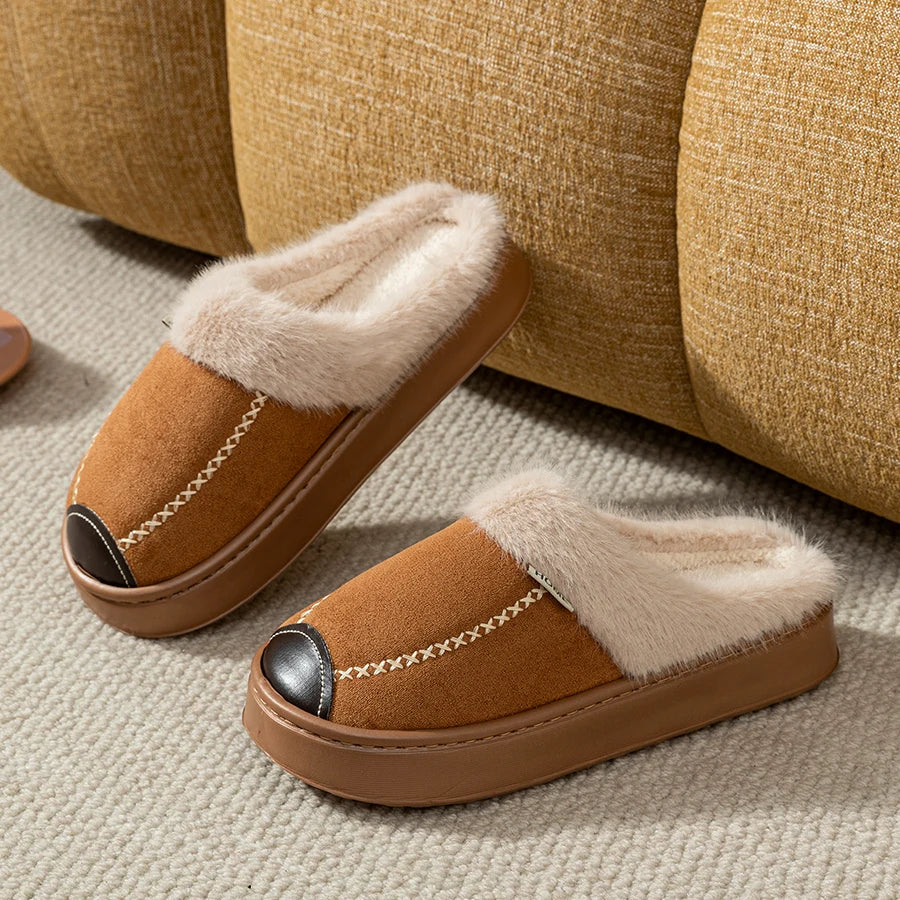 Fashion Women Slippers Winter Soft Thick Soled Indoor and Outdoor Warmth Comfort Breathable Non Slip Casual Couple Home Shoes