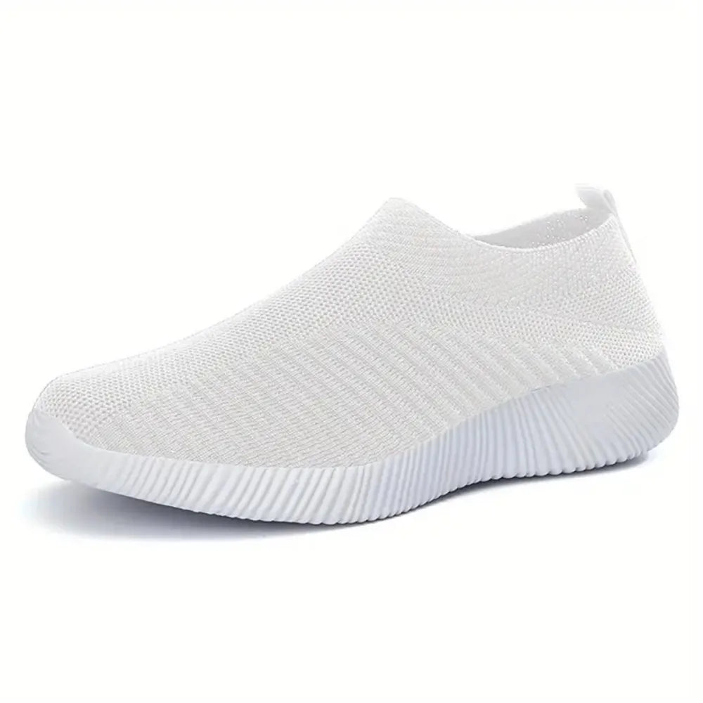 Ladies Casual Shoes Lightweight Comfortable Outdoor Walking Shoes Solid Color Soft Sole Slip-On Flats Sneaker Shoes For Women