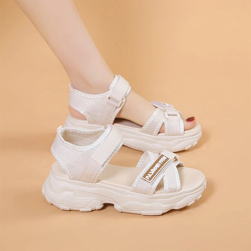 Sports Sandals For Women 2025 Summer New Flat Student Korean Thick-soled Casual Beach Sandals