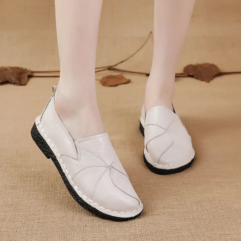 Women's Ladies Female Woman Mother Shoes Flats Genuine Leather Loafers  Mixed Colorful Non Slip On Plus Size 42 women's shoes