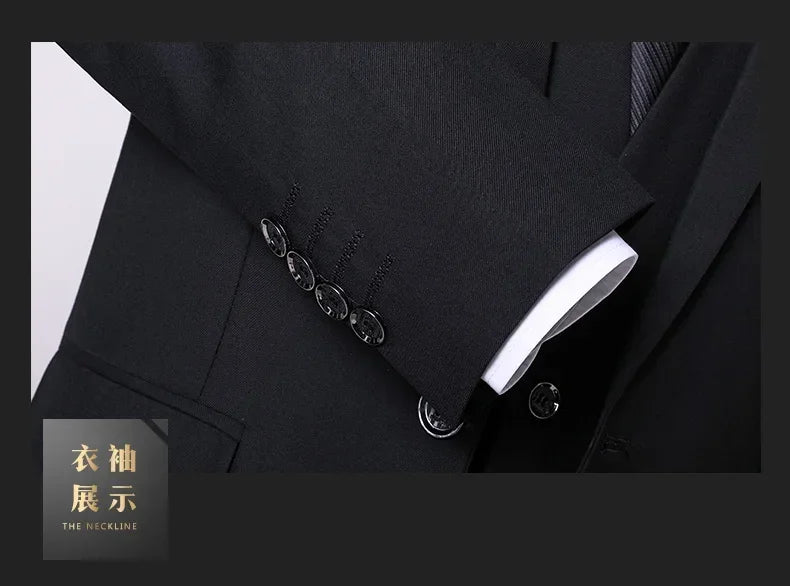 Suit Outdoor(Blazer+ Vest + Pants) Men's Formal Wedding Best Man Working Gentleman Fashion Slim Solid Color Business Office Suit