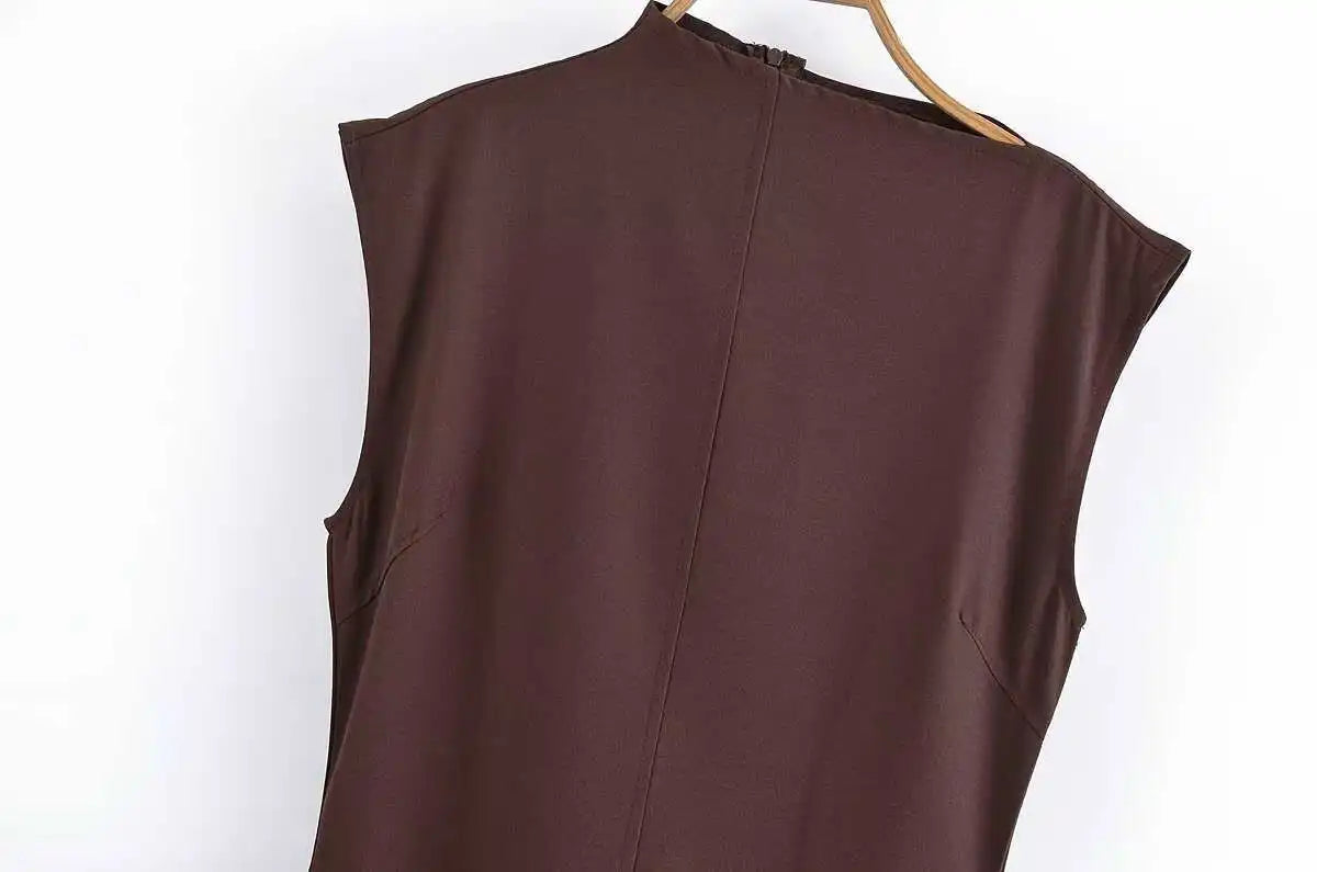 Elegant black long dress women fashion high collar sleeveless pleated dress 2025 spring and summer party ladies evening dress