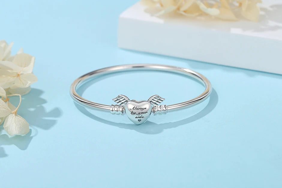 Original 925 Sterling Silver Bracelets Bangles Love Family Friends Heart Charms Beads Bangle For Women DIY Luxury Jewelry Gift