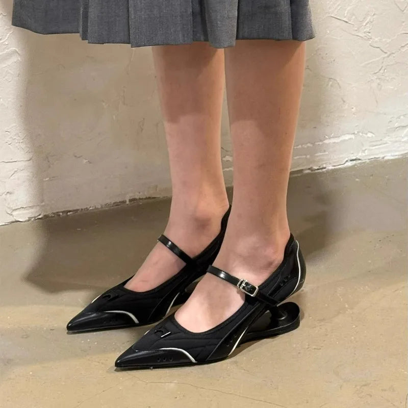 Women Shoes Special Heel High Heels Buckle Plus Size White Casual Shoes Shallow Women Mary Jane Shoes Designer Pointed Toe Pumps