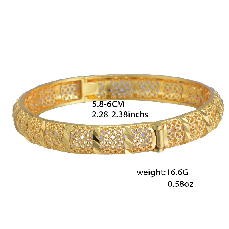 Dubai Gold Plated 24K Bangles for Women Jewelry Exaggerated Style Bracelets Banquet Party Bijoux Nigeria Wedding