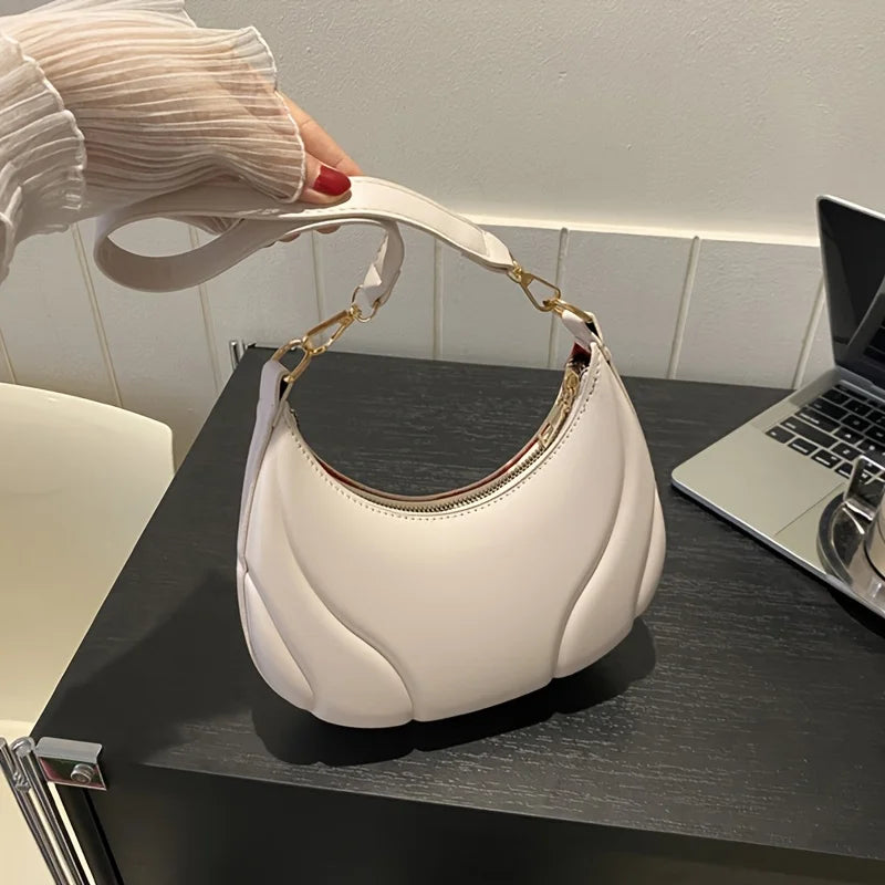 Women's French Handbag Shoulder Bag Textured Crossbody Bag Zipper Closure & Adjustable Strap Versatile for Work, Casual & Travel
