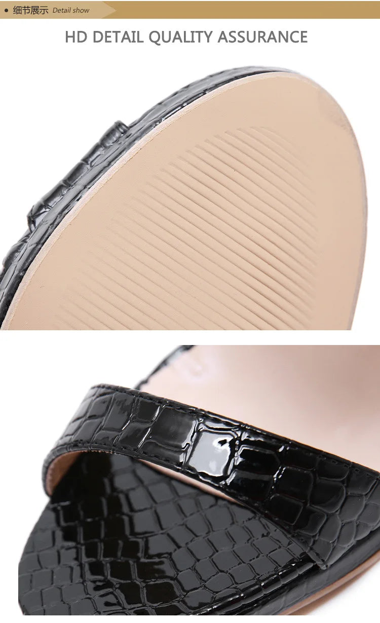 Women's Sandals Open Toe High Heeled Slippers Big Buckle Heels  Sandalias Mujer  Ladies Shoes  Heels Women Slender Heel