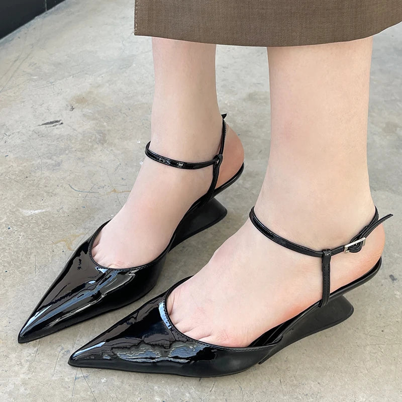 Fashion Wedges Shoes For Women Pointed Toe Female Footwear New 2026 Casual Ladies High Heels Sandals Slingbacks Heel Pumps