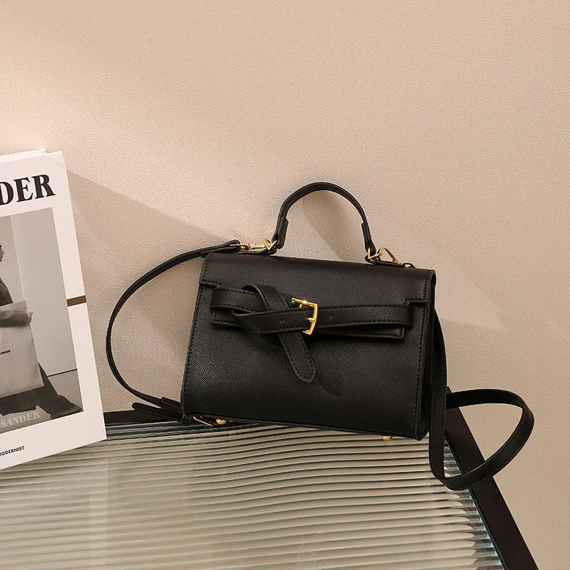 Classic Black Handbag Brand Bag Women Solid Small Pu Leather Crossbody Bag With Short Handle High End Sac A Main Designer Bosas