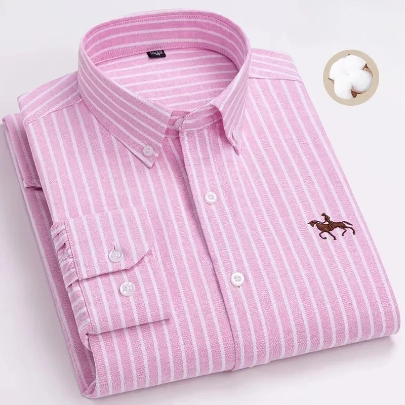 New in shirt 100%cotton plus size long-sleeve shirts for men slim fit formal fashion office shirt hight qulity plaid clothes