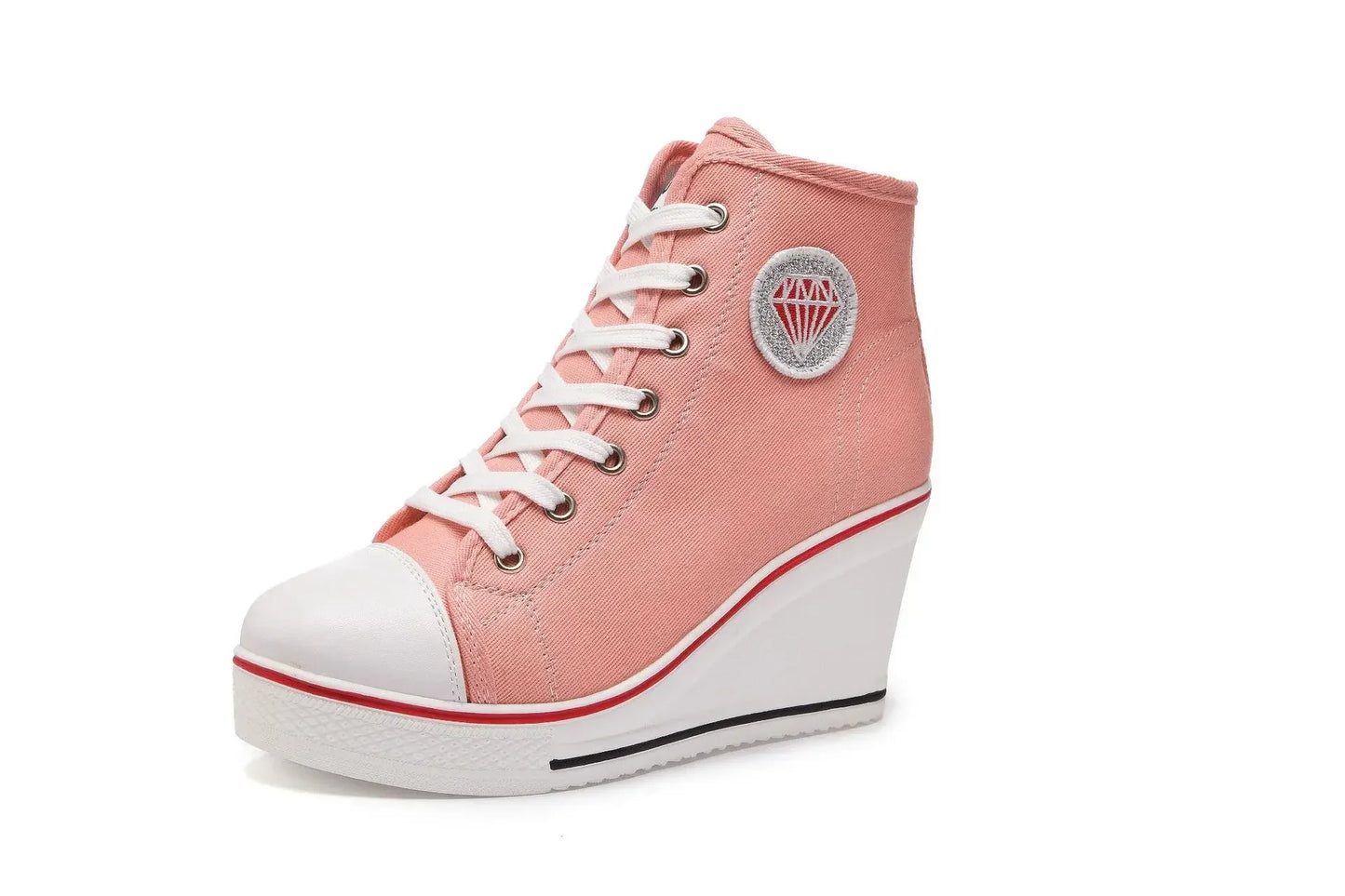 Wedge Heel Casual Shoes for Women New Canvas Shoes Side Zipper High Heel Lace Up Shoes Woman's Heightening Platform Sneakers