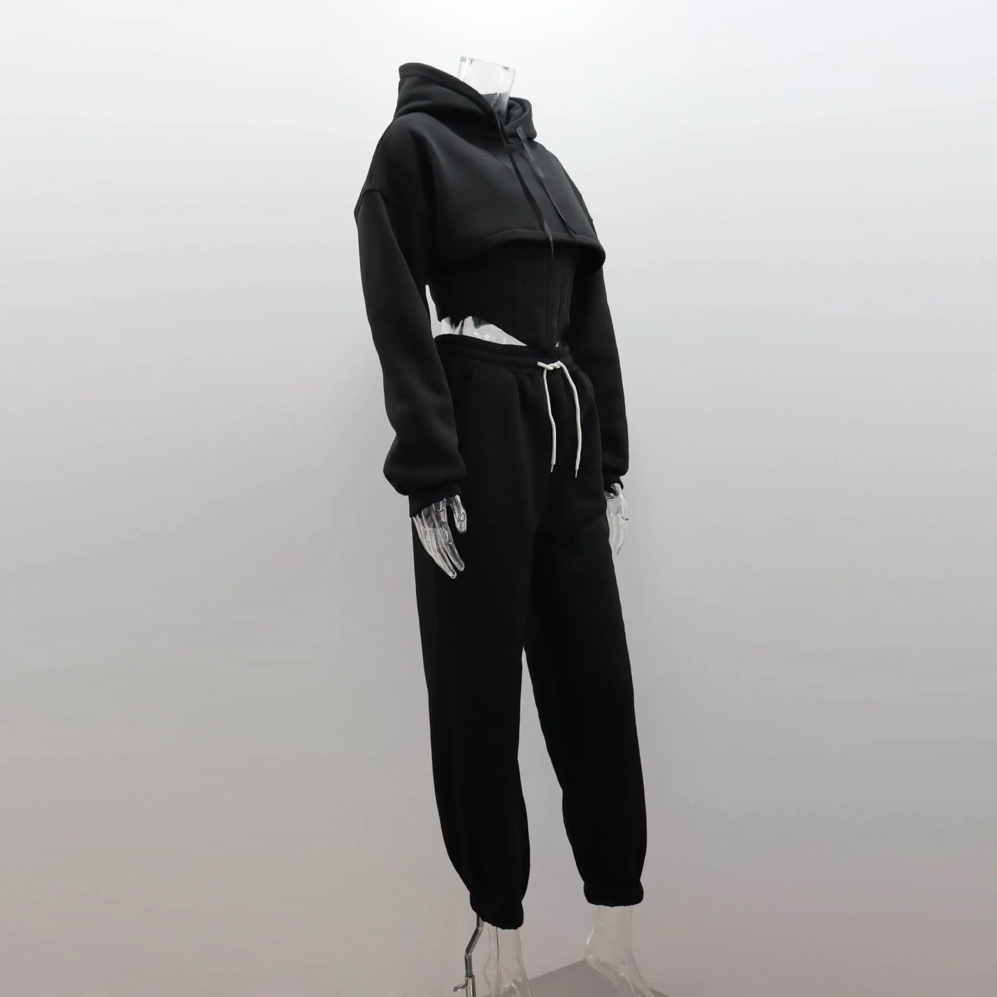 Sweat Suit Set Women Hoodies Three 3 Pieces Outfit Pants Sets Casual Loose Winter Warm Tracksuits 2 Two Pieces Solid Sportswear