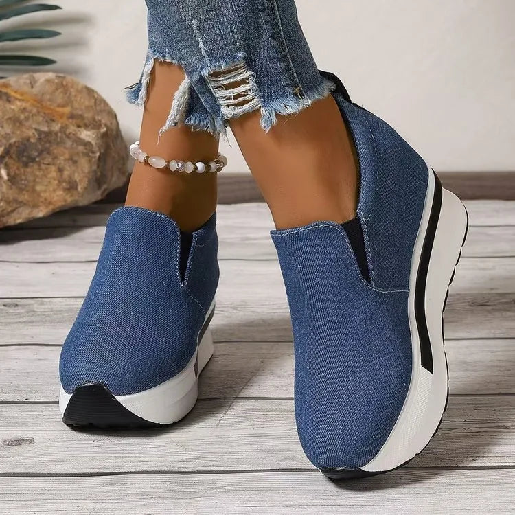 Women Wedges Ankle Boots Platform Thick Bottom Shoes Slip on Zipper Fashion Casual Female Sneakers Shoes Zapatos De Mujer