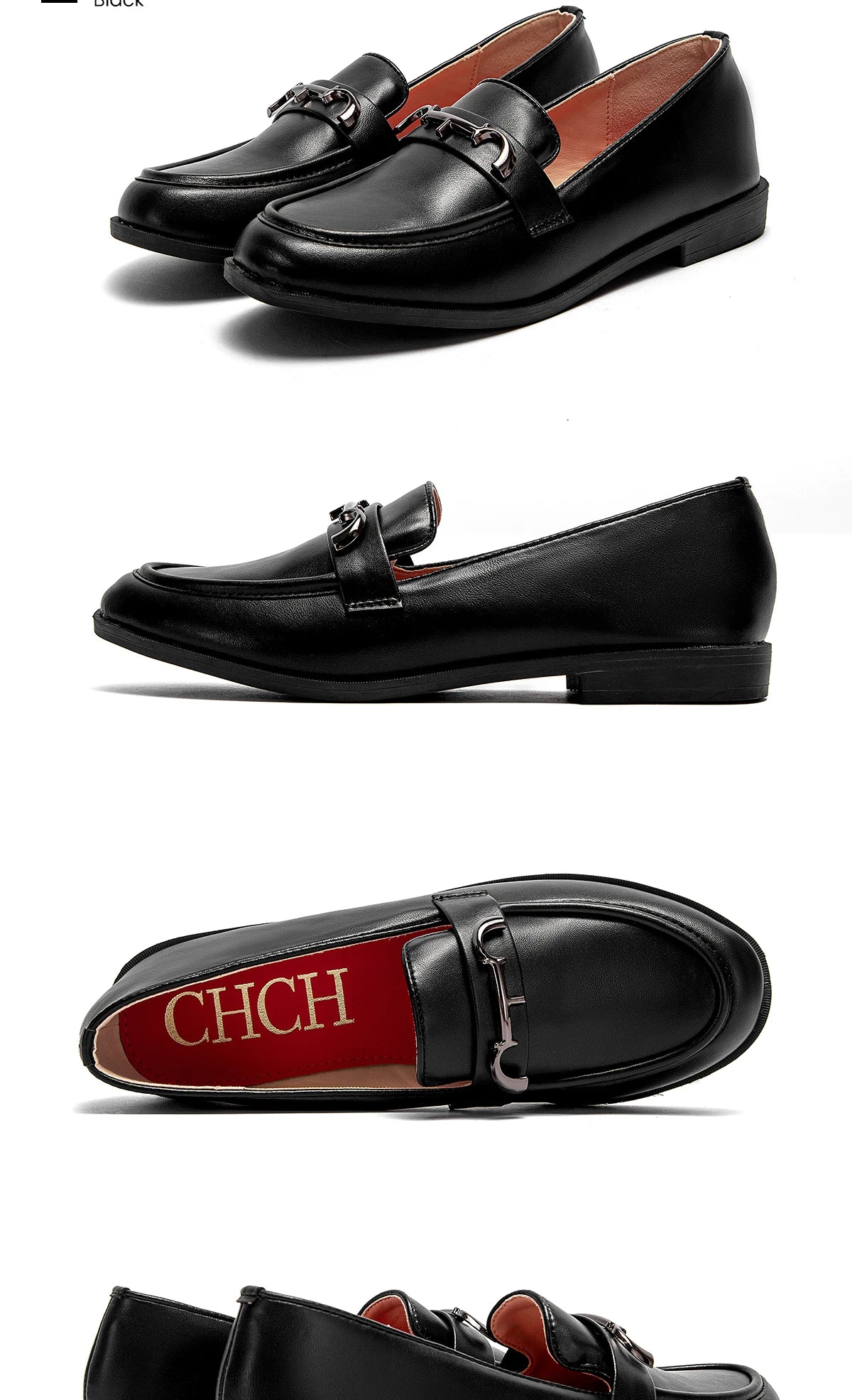 C-H Woman's Flat Shoes 2025 New Black Women's Business Shoes Commuter students