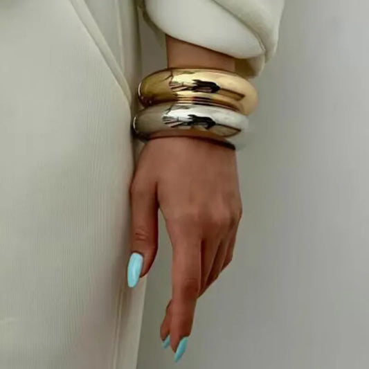 Punk Hip Hop Heavy Metal Spring Bangles Exaggerated Vintage Fashion Gold Silver Color Bangles For Women Bracelets Jewelry Gifts