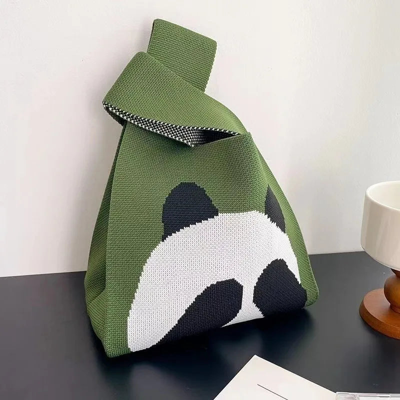 Women'S Knot Wrist Tote Bags Handmade Knitted Bag Portable Mini Striped Bucket Phone Bags Large Capacity Spring Summer Handbags