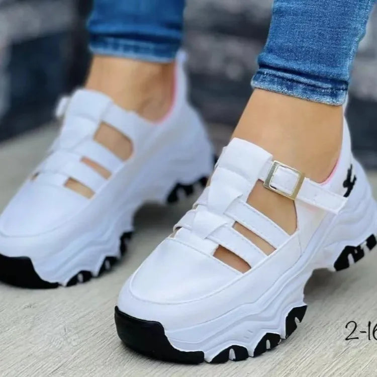 Fashion Sandals for Women Popular Buckle Thick Bottom Design Breathable Open Toed Women's Sandals Flat Casual Sports Shoes 슬리퍼